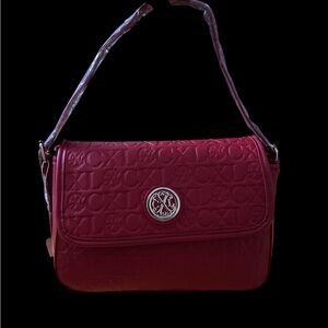 Christian Lacroix Deep Red Embossed Shoulder Bag